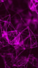 Abstract vibrant magenta network of glowing lines and points on a dark background