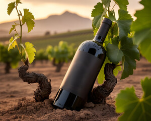 Black Grapes Alcohol Bottle Mockup Template