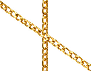 Straight Gold Chain with Interlocking Links, Luxury Jewelry Element, Isolated Transparent Background PNG