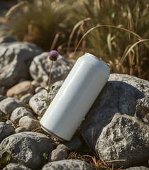 Mockup of plain white soda can mockup template