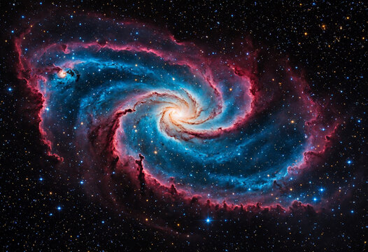 Cosmic nebula in vibrant colors, starry night sky, deep space background with galaxis