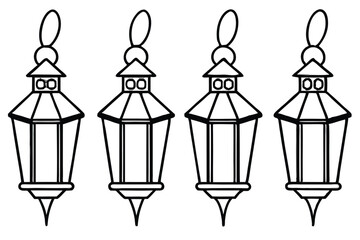 Christmas Glow Line Art Lantern Vector