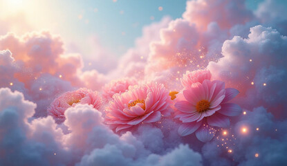 pink flowers in the sky