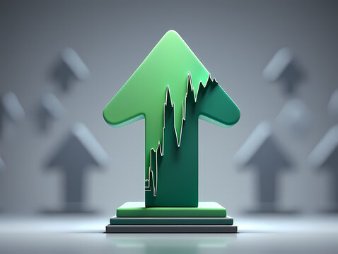 Photo of green arrow pointing upwards with a financial chart overlay, symbolizing growth and success - Powered by Adobe