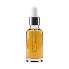 Naklejka premium Dropper Bottle Filled With Gold Oil Isolated On White Background