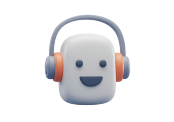 3D Rendered Cute Character Headphone Listening Music Podcast Entertainment Illustration