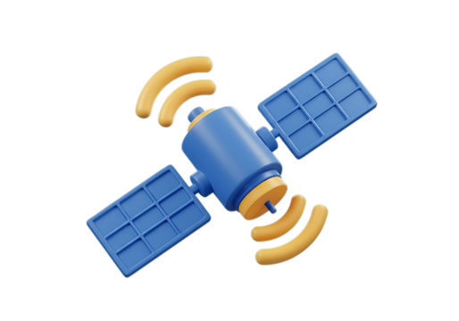 Isometric 3D Satellite Orbiting Above Earth Connecting Internet Technology Communication