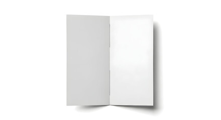 Open Blank White Notebook or Sketchbook with Soft Shadows on White Background