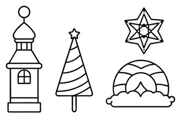 Christmas Signpost Vector Line Art