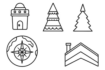Christmas Signpost Vector Line Art