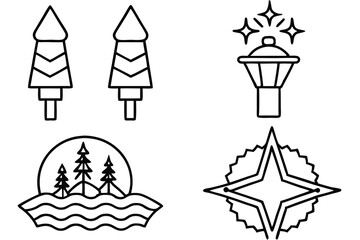 Christmas Signpost Vector Line Art