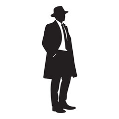 Stylish Male Silhouette in Formal Attire – Vector Illustration