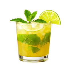  “Classic Caipirinha Drink with Lime, Ice, and Mint PNG”