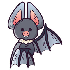 Cute Halloween Bat Illustration – Cartoon Vampire Bat with Big Ears and Fangs