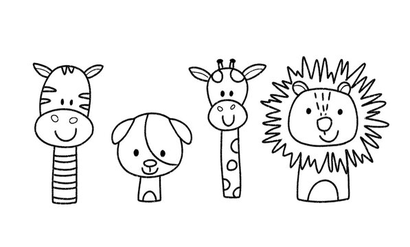 Cute animal friends cartoon illustration