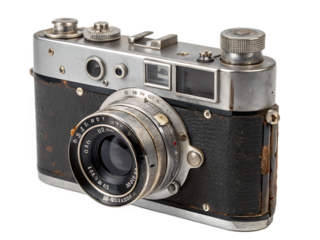 Vintage Camera Detailed Shot a Classic Photography Icon from the Mid Twentieth Century Showcasing Detailed Design Elements and Retro Aesthetic