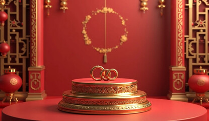 christmas decoration on red background