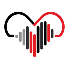 Modern Heartbeat Pulse Vector Logo Design Representing Health and Technology Innovation with Medical Signals and Visual Data in Red Black and Grey Colors on White Background
