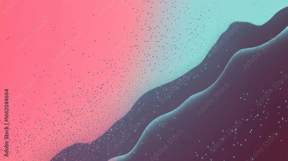 Poster abstract gradient waves with dotted texture background in motion and calm concept