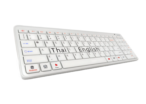 Ergonomic white wireless keyboard with Thai and English language support offering comfort and efficiency for multilingual users creating global connectivity for communication
