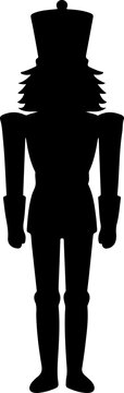 minimal black silhouette of a classic nutcracker soldier standing tall in a proud 