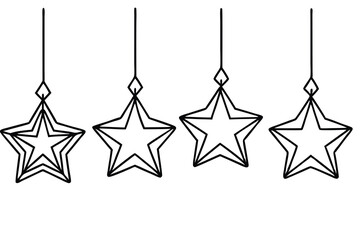 Christmas Star Decorations Line Drawing