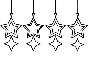 Christmas Star Decorations Line Drawing