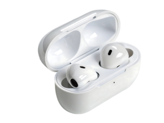 Wireless Earbuds in Charging Case on Black Background Modern Audio Technology and Portable Sound System Innovation for Music Lovers