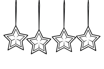 Christmas Star Decorations Line Drawing