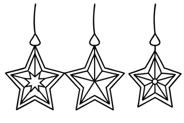Christmas Star Decorations Line Drawing