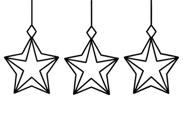 Christmas Star Decorations Line Drawing