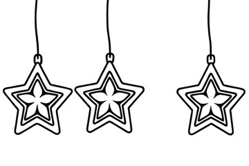 Christmas Star Decorations Line Drawing