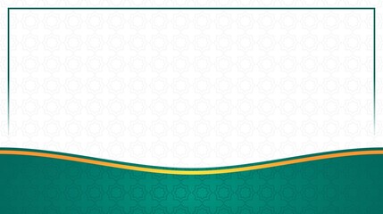 Elegant Professional Background with Wavy Shape. Modern Islamic Geometric Design in Turquoise and Gold. Ideal for Corporate and Cultural Presentations
