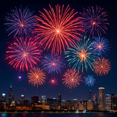 Fototapeta premium fireworks over the city