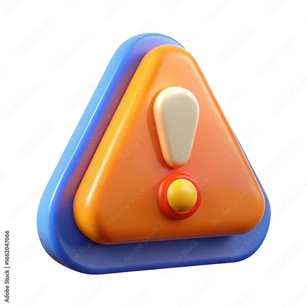Poster 3d warning sign isolated on transparent background