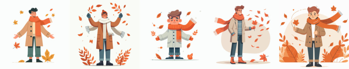 vector of a man celebrating autumn