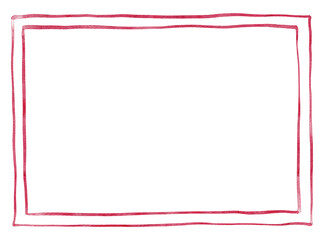 Hand drawn simple watercolor red frame. Minimalist illustration .