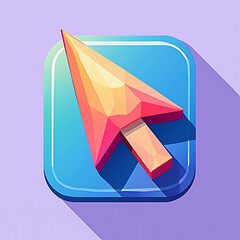 polygonal arrow, stylized pointer, tech icon, navigation icon,