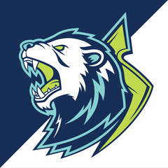 Ferocious Bear Mascot: A vibrant and dynamic illustration of a fierce bear mascot, rendered with bold lines and striking colors, symbolizing strength, power, and competitive spirit.