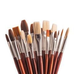 Fototapeta premium Assorted artist brushes with wooden handles art supplies