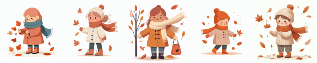 vector of a little girl celebrating autumn