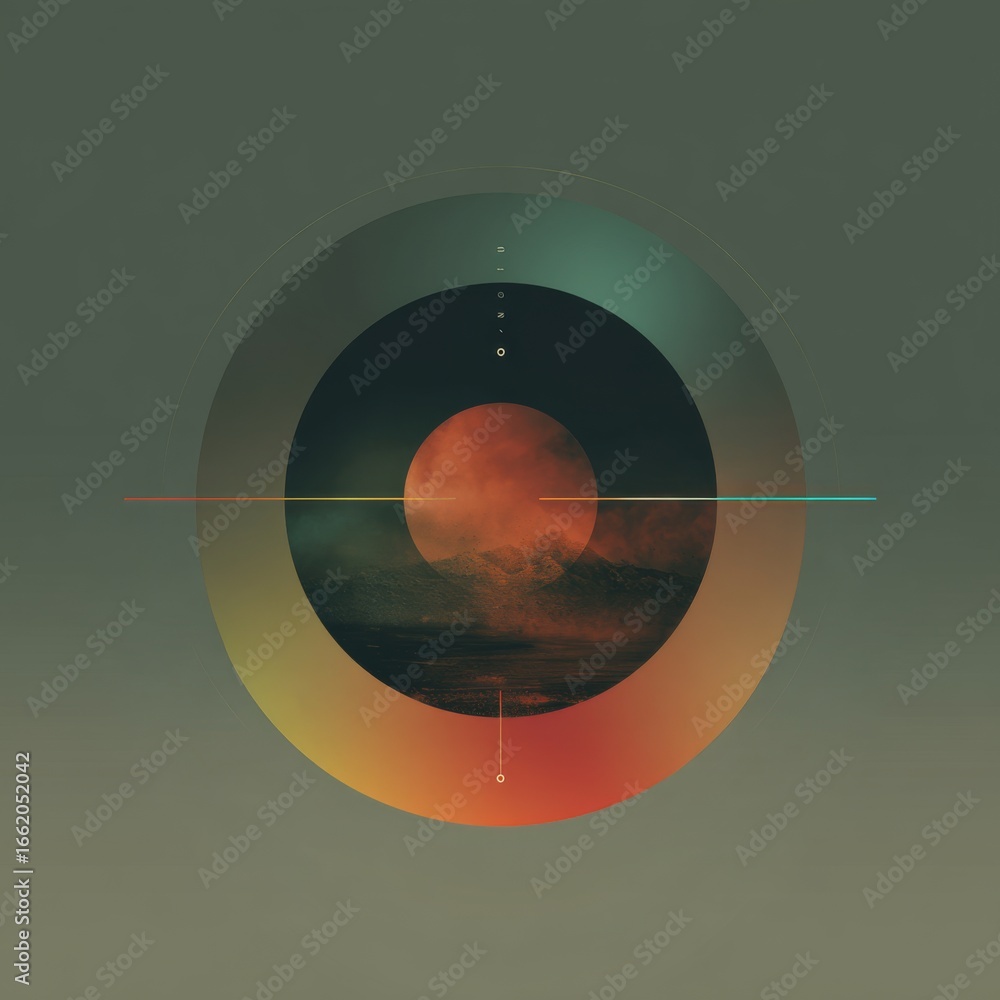 Poster minimalist branding concept with organic gradients and abstract circular design for creative project