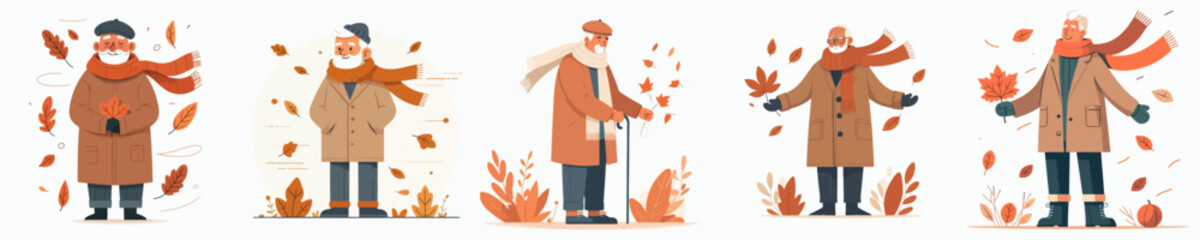 vector of a grandfather celebrating autumn