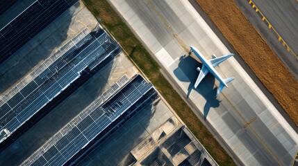 airplane solar panels airport runway