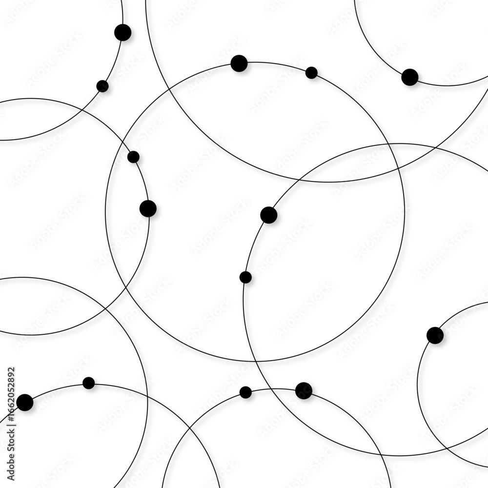 Poster seamless abstract background with circles and dots at their intersection.