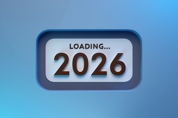 Year 2026 loading progress indicator on blue background