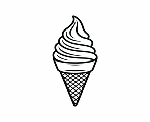 Vector illustration of a delicious pink strawberry ice cream cone isolated on a white background