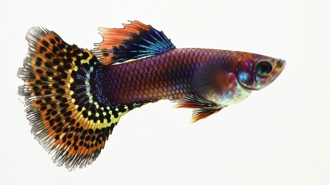 Colorful guppy swimming in bright water