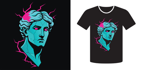 Men's casual black cotton t-shirt design template with a floral illustration