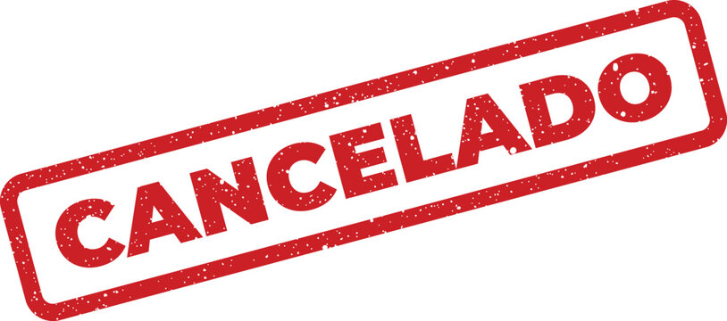 Isolated grunge rubber stamp with the word canceled in Spanish on white